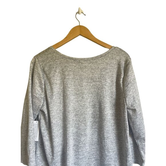 New! One World Gray Blue Floral Knit Tunic Top Size Large - Picture 8 of 9